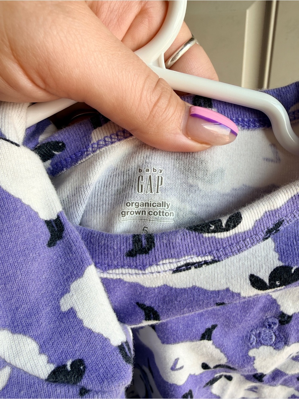 GAP Baby Purple and White Sheep Print Organic Cotton Pajama Top